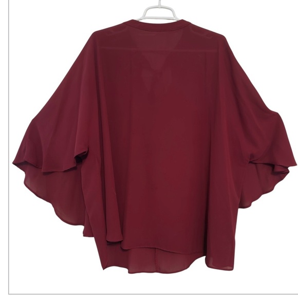 Lane Bryant - cranberry butterfly sleeve top with tie back - women’s size 18/20 - Picture 1 of 5